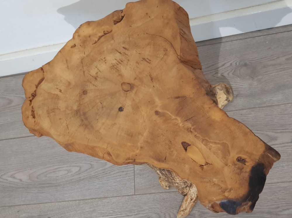 Rustic tree root solid driftwood lamp table - Image 2 of 2