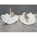 2 Nao by lladro Ballerina figures 1283 Dance class and 1423 Dancer pose, fingers damaged on dancer