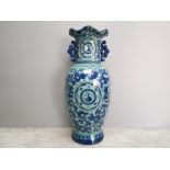 A large modern chinese blue and white vase by The Great Wall, no 18, 61.5cm high.