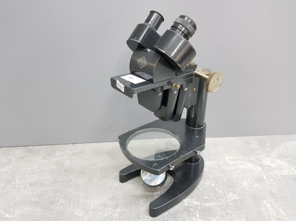 A Prior grey painted metal microscope no 23532.