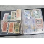 Album of banknotes, 17 full pages of uncirculated banknotes from around the world, mainly asian