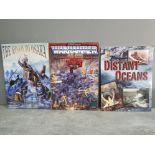 Games Workshop early edition of Warhammer 40,000 rule book together with Distant oceans and the road