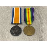 WWI pair of silver and Victory medals awarded to Pte W. Hall E.Lancs reg 36238