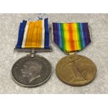 Medals WWI pair silver and victory medals awarded to Pte R. Green, Middx reg 27121