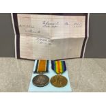 Medals WWI pair of silver and victory medals awarded to Pte W.H. Mitchell. The Queens Royal west