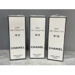 A selection of Chanel Eau De Toilette including 2 No5 and a No19