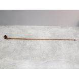 A rare Victorian Sabbath or Sunday hicory walking stick in the form of a golf club, inlaid with