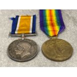 Medals WWI pair silver and victory medals awarded to Cpl J. Wells Manchester reg 201823