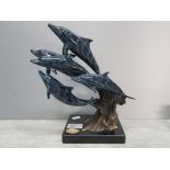 Seaworld bronze effect sculpture of dolphins 26cm high.