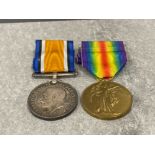 Medals WWI pair silver and victory medals awarded to Pte J. Hands, Hampshire reg 45626