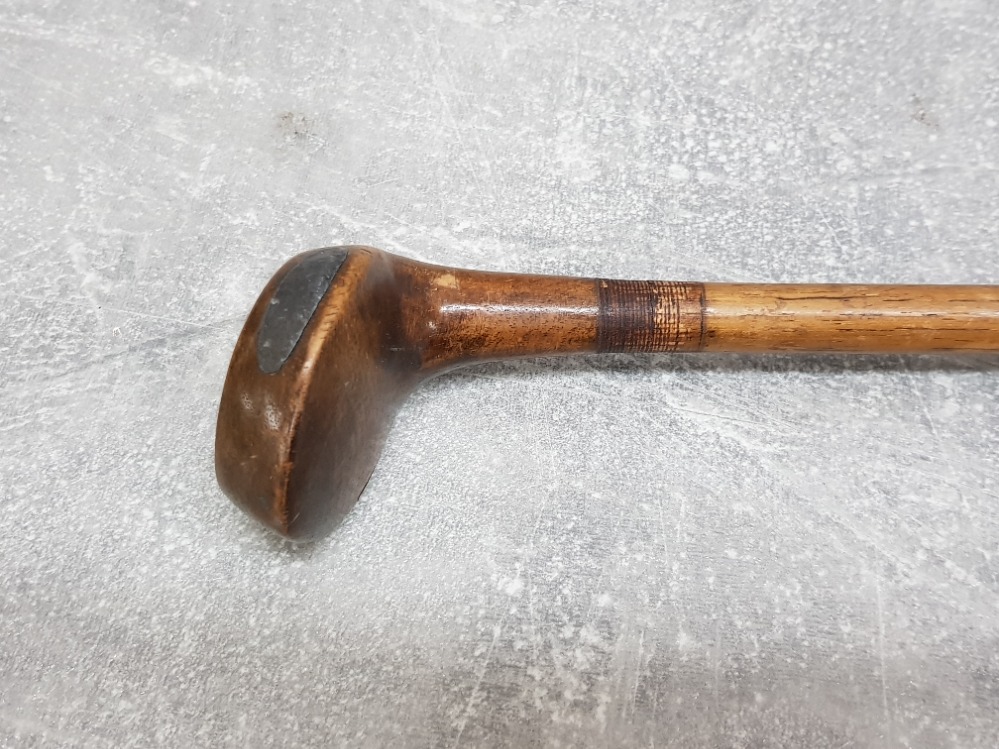 A rare Victorian Sabbath or Sunday hicory walking stick in the form of a golf club, inlaid with - Bild 3 aus 3