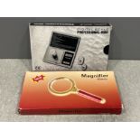 80mm handheld 10x Magnifying glass loupe and Digital scales both new