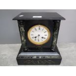 Antique Japy Freres Med D'Honneur striking black slate and marble mantle clock, enamel roman dial,
