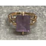 9ct gold amethyst ring, 4.33g gross, size L
