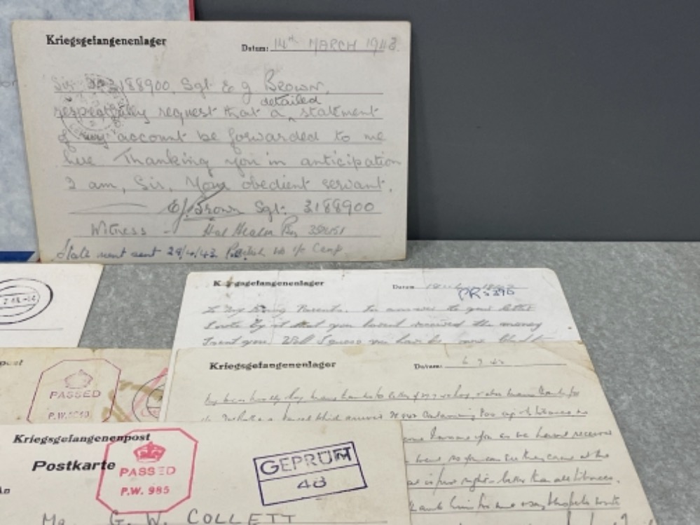 Collection of 6 “Postcards” from WW2 allied prisoners of war to home - Image 2 of 2
