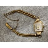 Vintage Rotary ladies wristwatch with 9ct gold case and rolled gold straps, 15.4g gross weight