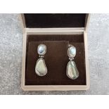 Silver and paua shell drop earrings, 7.1g gross