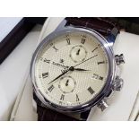 Earnshaw 1805 stainless steel gents calendar wristwatch with brown leather straps in good working