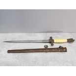 A reproduction WWII german naval dagger in metal sheath 38cm long.