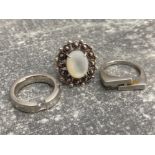 3 silver dress ring 19.6g gross, sizes M,P and O