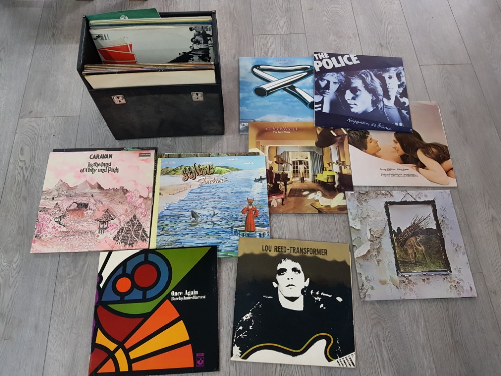 LP records to include Genesis, Lou Reed, The Police etc, some sleeves empty, in case.
