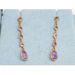 9ct gold and amethyst drop earrings