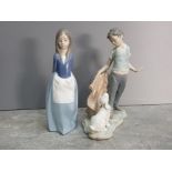 2 Nao by lladro figures, young maid and boy with dog