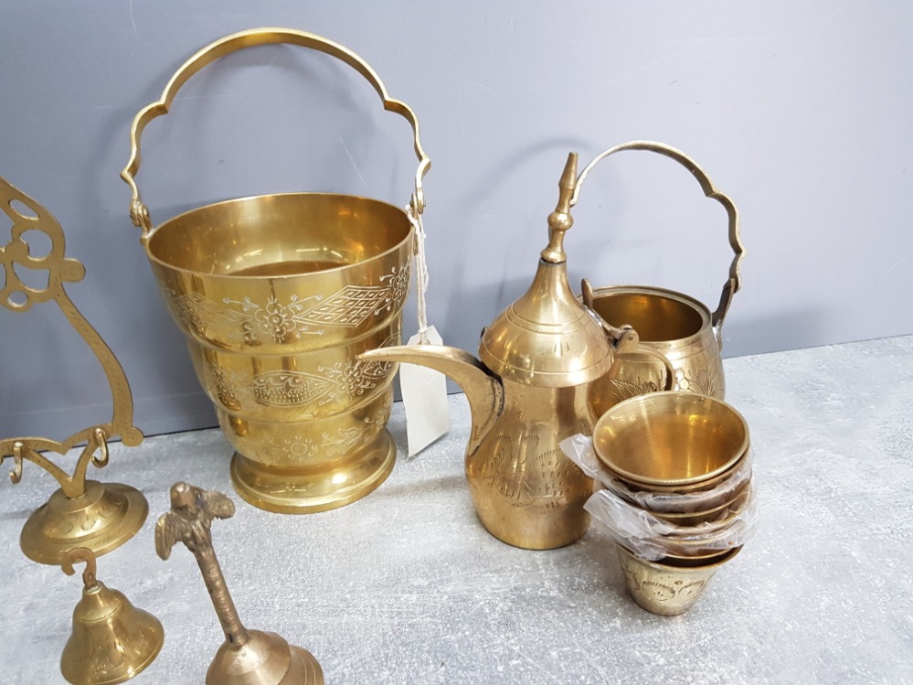 Brassware to include an ice bucket, bell, stands etc. - Image 2 of 3