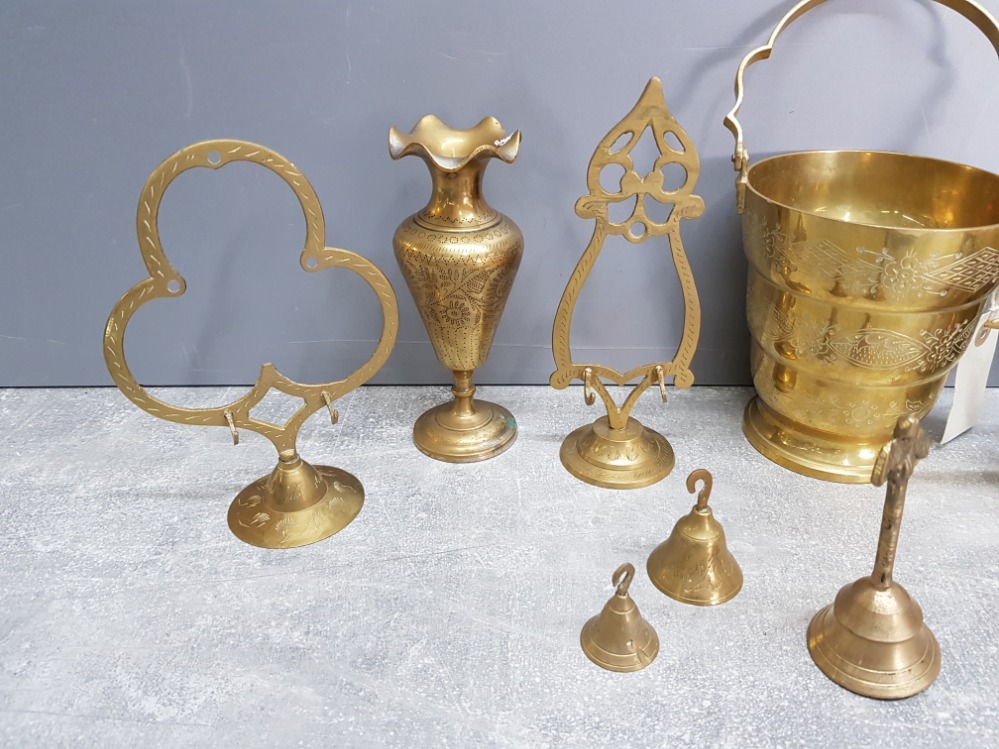 Brassware to include an ice bucket, bell, stands etc. - Image 3 of 3