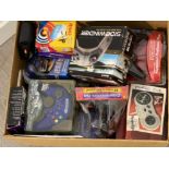 Box of game console leads and controllers etc