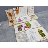 7 vintage sketch books mainly containing oriental style images