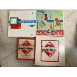 4 Vintage Monopoly Travel board games includes English, Spanish, Dutch
