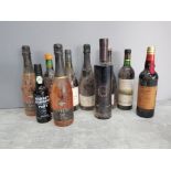 Box containing 10 bottles of alcohol, inc wine, port etc