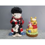 A Disney Winnie the Pooh money box, and a D C Thomson & Co Ltd Dennis the menace cookie jar 35cm