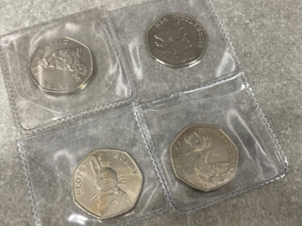 Coins 50p 2016-2018 Beatrix potter coins x13 including Flopsy bunny, Mrs Tittlemouse and Peter - Image 3 of 3