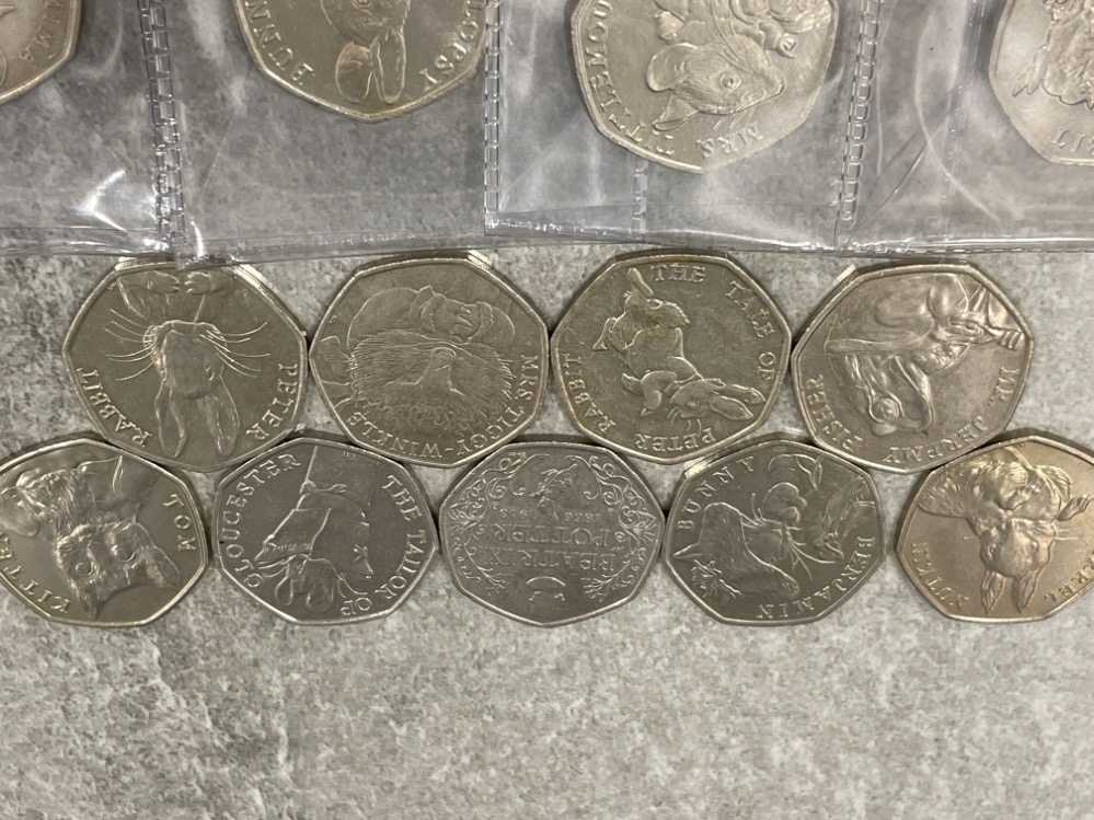 Coins 50p 2016-2018 Beatrix potter coins x13 including Flopsy bunny, Mrs Tittlemouse and Peter - Image 2 of 3