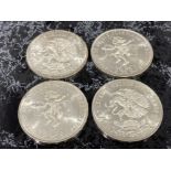 Coins Mexico silver 1968 25 Ley x4 in nice condition