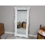 Large white heavily carved framed hall mirror 2Mx1M