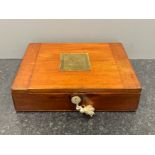 Vintage writing box with key and Oriental plaque