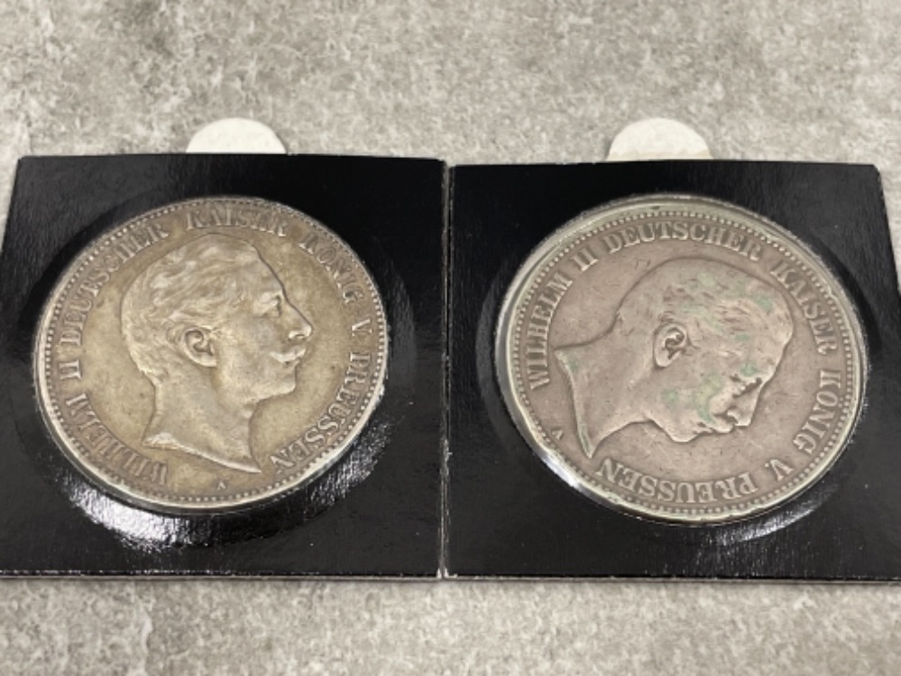 2 Antique German silver 5 mark coins 1903 and 1904 - Image 2 of 4