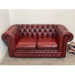 Thomas Lloyd red ox blood leather chesterfield in mint condition
