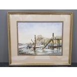 Frsmed watercolour by artist John.C.Currie, laid in for winter, signed and dated by the artist,