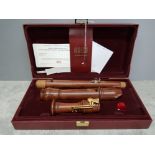 A Moeck Flauto Dolce wooden recorder in fitted case, with certificate.