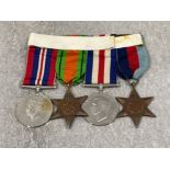 Medals British 2nd world war group of 4 comprising 1939-46 star, France and Germany star, Defence