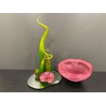 Art glass handmade organic sculpture with coiling tentacles by Roger Tye and a complimentary SAS