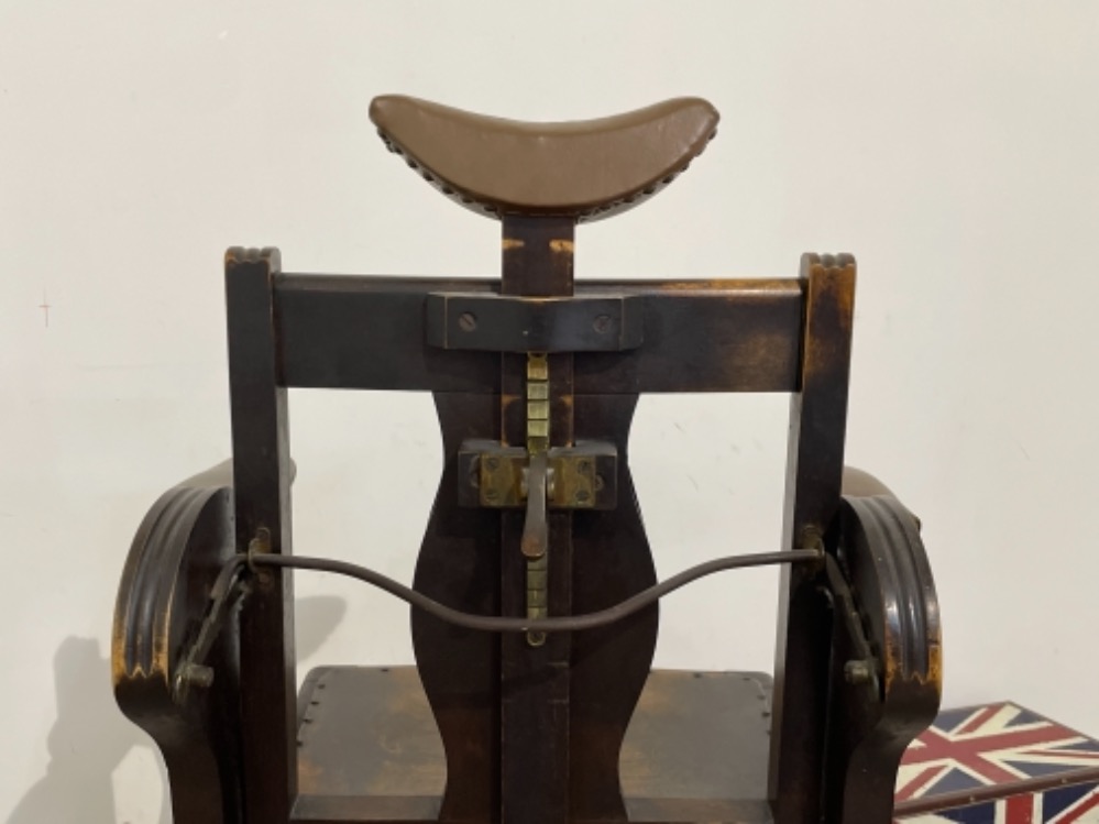 Early 20th century Barbers chair with adjustable back. - Image 3 of 3