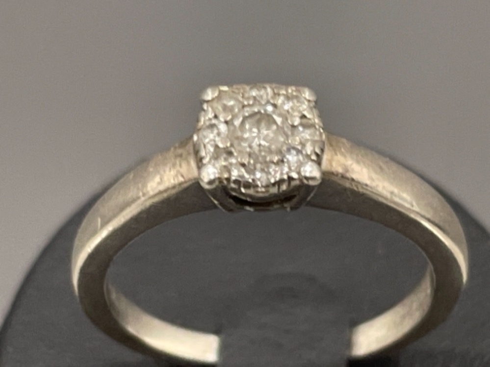 White gold Diamond cluster ring. Approx .25cts size M 3.2g - Image 3 of 3