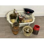 Miscellaneous items including British Rail hat, clock and vases