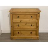 Corona pine 3 drawer chest 92x48cm, Height 92cm