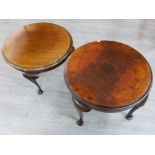 Pair of circular topped mahogany occasional tables